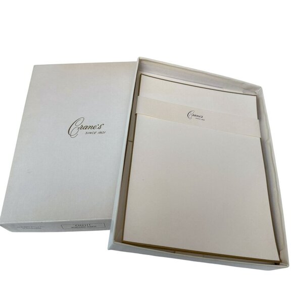 CRANES Fine Writing Paper 18 sheets + Envelopes Cream Gold Partially Used Boxed - Picture 2 of 10